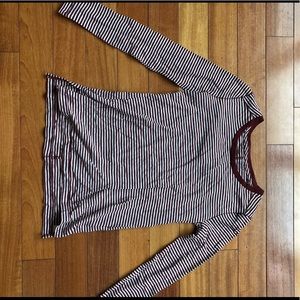 Madewell Burgundy and white striped long sleeve.